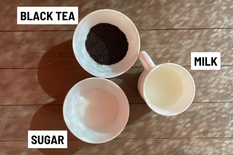 Ingredients for making chai.