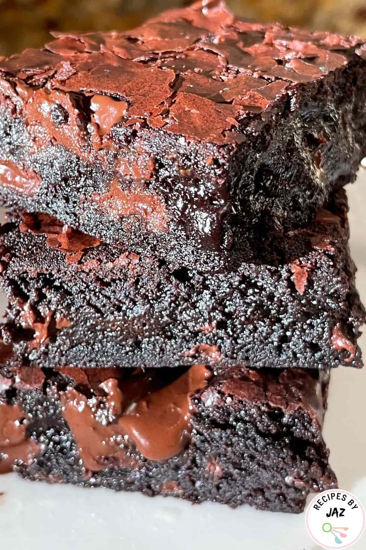 Close-up picture of fudgy brownies.