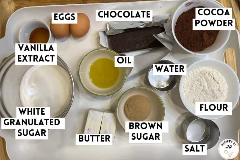 Ingredients to make brownies.