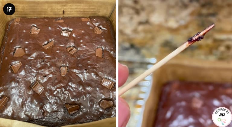 Freshly baked fudgy brownies.