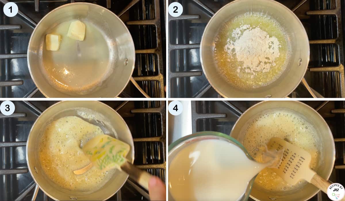 Steps to make white pizza sauce.