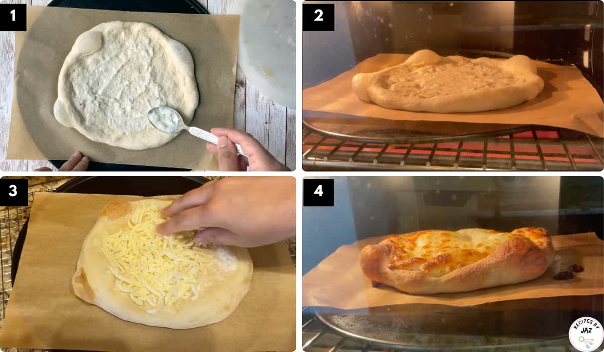 Baking pizza for crispy pizza crust.
