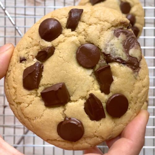 Chewy and soft big chocolate chip cookie.