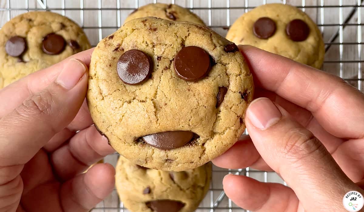 Smiley face chocolate chip cookies.