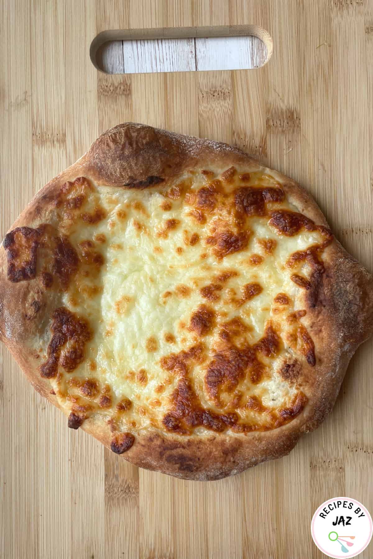 Pizza made from homemade pizza dough.