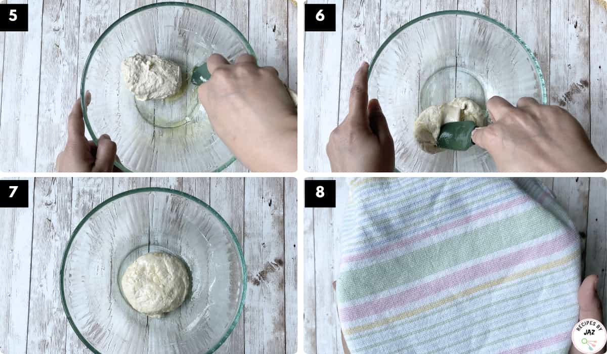 Steps to make pizza dough.
