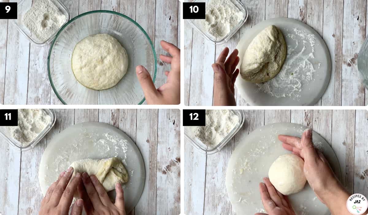 Steps to make pizza dough.