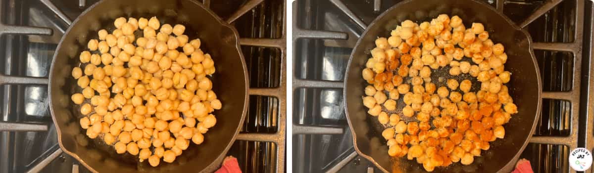 Season the chickpeas.