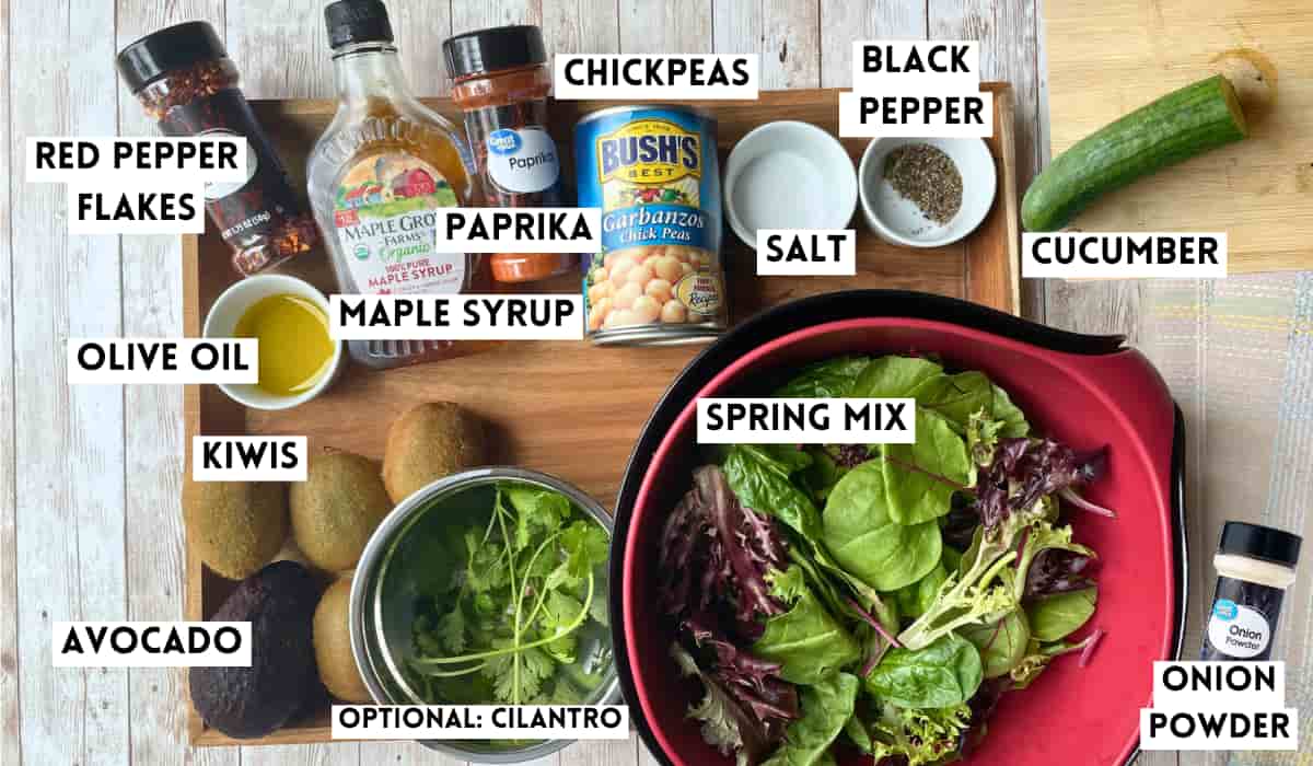 Ingredients in spring mix green salad.