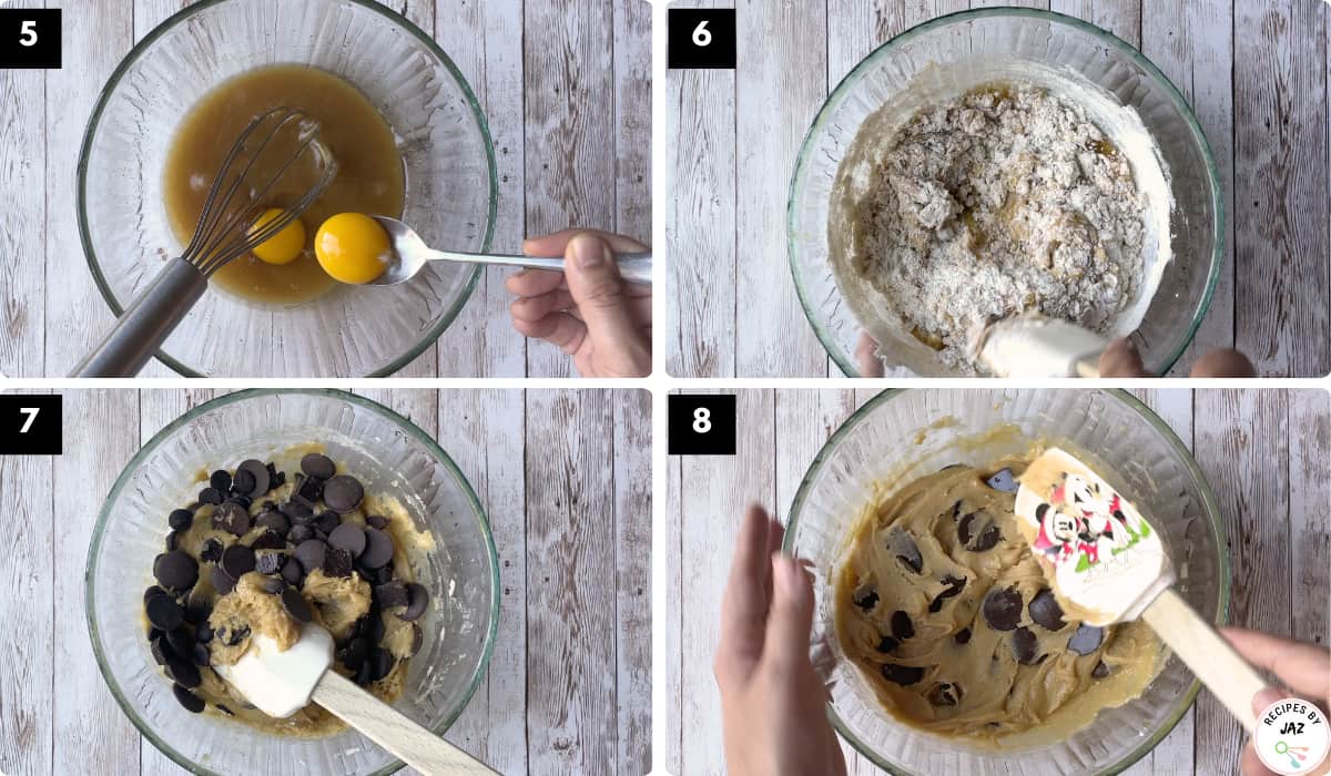 Steps to make chocolate chip cookies.