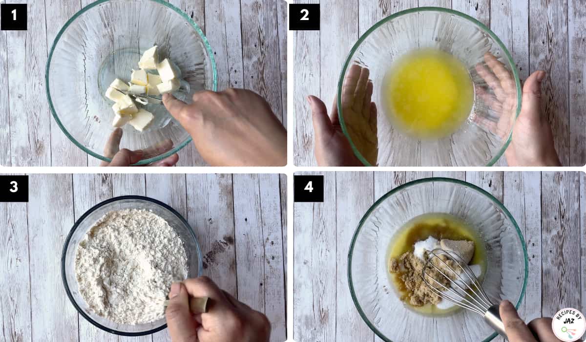 Steps to make chocolate chip cookies.